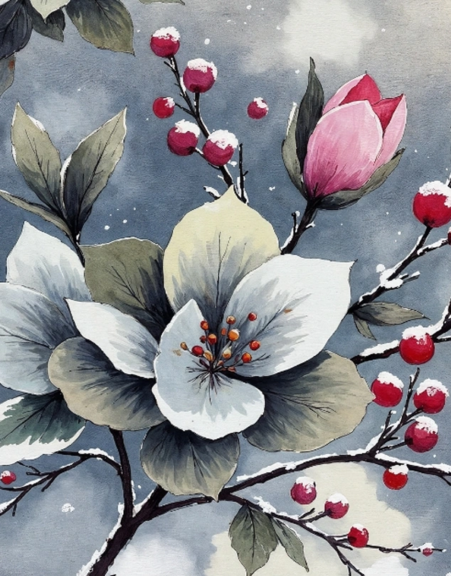 Winter Blossom Canvas Details-Luvarasnock